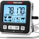 Alpha Grillers Meat Thermometer Digital - Kitchen Oven Thermometer for Cooking Food, Grilling, BBQ Smoker - 7 Preset Temperature Alerts, Timer, Alarm, & Stainless Steel Temperature Probe
