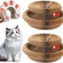 2-Pack Magic Organ Cat Scratching Board  Kitty Kurls Cat Scratcher Toy with Bell Balls for Indoor Cats, Interactive Cardboard Kitty Toy Scratcher, Furniture Protection