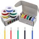30AWG Tinned Copper Silicone Hook Up Wire 600V Stranded Electrical Cable for DIY Electronics & Electrical Projects (Box-1) (Silicone wire Box1=Red+Blue+Green+Yellow+Black)