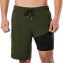 BRISIRA Mens Swim Trunks Bathing Suit 9 Inch Inseam Compression Liner Beach Long Board Shorts Swimsuit Anti-Chafe Quick Dry (Green, XS)