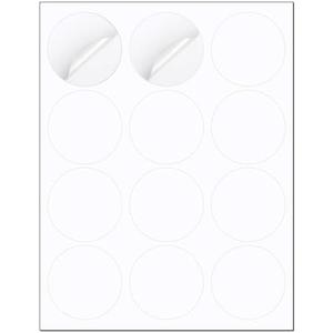 Methdic 2.5" Diameter High Visibility Printable Round Labels，Matte White，360 Customizable Blank Stickers