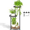 3 Tier Large Plant Stand Indoor Outdoor Clearance, Metal Flower Shelf Pot Holder, 10in Wide Multiple Plants Tall Corner Display Rack for Patio Orchid Office Porch Living Room Garden, Black