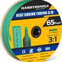 haisstronica 3:1 Heat Shrink Tubing, Shrink Ratio Adhesive Lined Marine Grade Heat Shrink Tube for Home, Automotive and Industrial (Green) 65FT 3/8inch