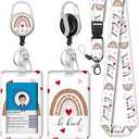 Be Kind Lanyards for ID Badges, Badge Reel Retractable Badge Holder with Lanyard for Teacher, Women, Kids, Set of 2