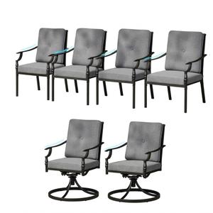 Sophia & William Outdoor Patio Dining Chairs Set of 6, Heavy Duty Outdoor Furniture Chairs with Thickened Cushions, Wrought Iron Deck Chairs for Backyard, Poolside, Balcony and Garden