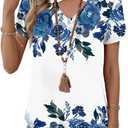 Kistore Womens Summer Tops Short Sleeve V Neck Casual Shirts Beach Vacation Dressy Work Blouses