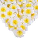 SallyFashion 50PCS 2.7" Foam Plumeria Flower Heads, Tropical Artificial Hawaiian Frangipani for Hair Hat Wreath, DIY Crafts, Summer Wedding Decor