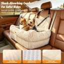 Pawaboo Dog Car Seat, Dog Booster Car Seats with Memory Foam, Thickened Cushion & Washable Removable Cover, Pet Travel Carseat Bed with Safety Leashes for Medium/Large Dogs or 2 Small Dogs, Beige