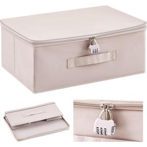 Briwooody Discreet Lockable Toy Bag Storage Organizer Toy Bag Storage Bins Case with Zipper Lid for Women and Men Clothes Container(Light Purple,15 x 10 x 6.3 Inch)