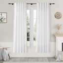 Nanspring White Linen Curtains 70 Inches Long 2 Panels Set Back Tab Rod Pocket Light Filtering Semi Sheer Linen Textured Elegant Farmhouse Airy Privacy Drapes for Bedroom Children Living Room 52x70