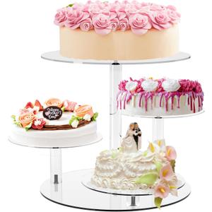 YestBuy Cupcake Stand, Round Cake Stand, 4 Tier Cupcakes and Cakes Comb for 8-12 Inch Cakes, Tiered Cupcake Tree Tower, Clear Dessert Display Stand for Dessert Table Wedding Birthday Party