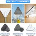 Wall Cleaner Mop with 80" Long Handle.3-in-1 Ceiling Cleaning Tool Duster with 180 Foldable & 360 Rotating Head. Includes 6 Washable Pads for Walls, Baseboards, Windows & Floors. No Ladder Needed.