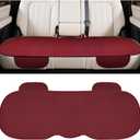 Car Back Seat Cover, Anti-Slip Long Vehicle Rear Bench Protectors with Storage Pocket, Breathable Comfortable Auto Interior Seating Bottom Protection Accessories, Universal Fit (Red)