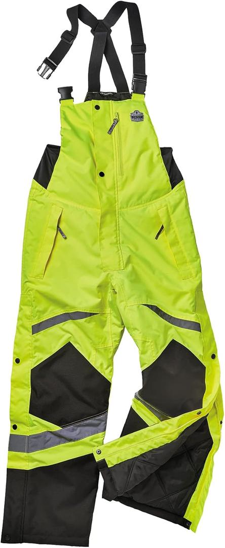 Ergodyne GloWear 8928 Insulated Thermal Bib Overalls, High Visibility, Weather-Resistant (3X-Large, Lime)