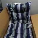 Arden Plush Indoor/Outdoor Rocking Chair Cushion Set, 18 x 20, Water Repellent, Fade Resistant, Tufted Cushion for Rocking Chairs Sapphire Aurora Blue Stripe