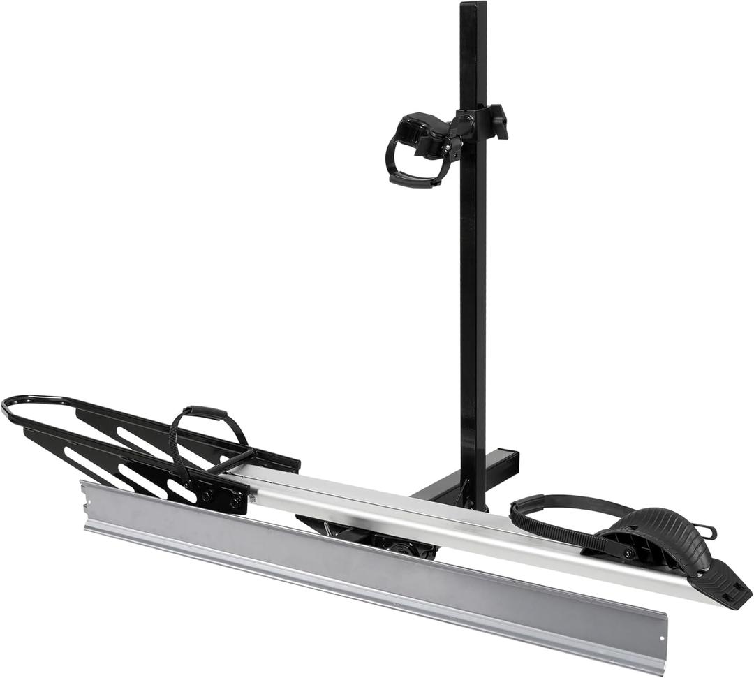 Hitch Mount Single Bike Rack with Ramp for Electric Bike, 100 lbs. Capacity Bike Carrier for Truck, Trailer, RV, SUV