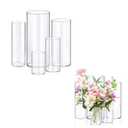 4 pcs Glass Vase Cylinder Vases for Centerpieces Small Flower Glass Vases Home Decor Centerpiece Table Clear Flower Vase Decorations for Wedding＆Holiday