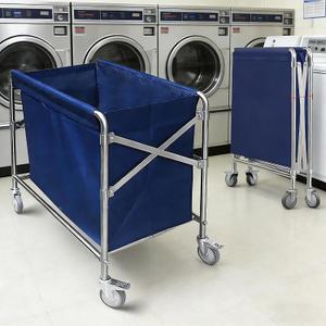 Commercial Laundry Cart Heavy Duty Collapsible Laundry Cart with Wheels, 12 Bushel Industrial Rolling Baskets Trucks with Steel Frame and Waterproof Oxford Cloth, for Home Organizer Storage