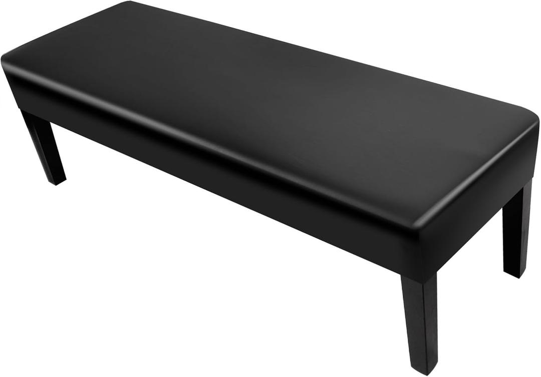 SearchI Waterproof Dining Bench Cover, Washable Durable Bench Covers Slipcover, Rectangle Benches Seat Covers for Dining Room Living Room Kitchen(PU Black)