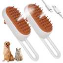 Pet Steam Brush Rechargeable Spray Comb for Shedding & Massage (White-2Pack)