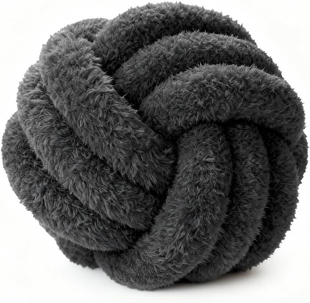 Throw Pillows - Knot Ball Pillow Throw Cushion Home Sofa Decoration Plush Knotted Handmade Round Pillows Grey 8 Inch (Small) 
