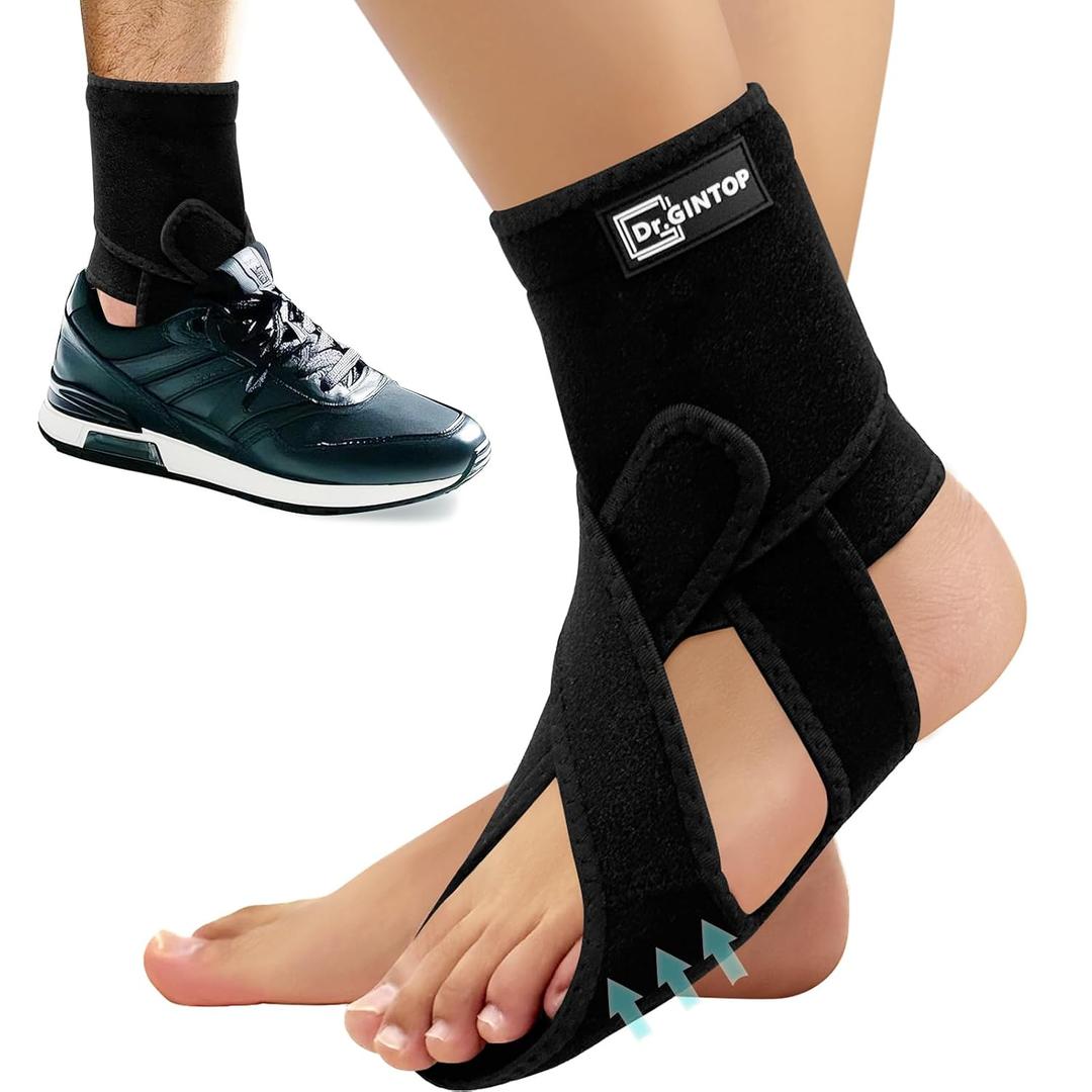 AFO Foot Drop Brace for Walking, Plantar Fasciitis Night Splint, Ankle Foot Orthosis, Drop Foot Brace w/Arch Support Relief Pain for TBI, ALS, MS, Stroke, Fracture, Spinal Cord Injury Left (Black)