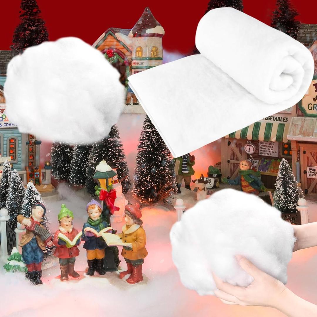 2.6 x 7.9FT Fake Snow Blanket, Snow Blanket Roll & 7OZ Fake Artificial Fluffy Decor for Christmas Decoration,White Artificial Christmas Snow Cover Blankets for Xmas Village Tree Display Decor