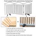 Freestanding Foldable Dog Gate Indoor, Pet Gate for Doorways, Dog Fence for The House, Sturdy Wood Puppy Gate for Stairs, White Pet Gate with Support Feet for Hallways, Foldable Wooden Dog Gate 22x20