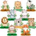 Gueevin 10 Pcs Baby Jungle Animals Honeycomb Centerpieces Safari Baby Shower Decoration Sage Green Themed Party Supplies for Boys Kids Nursery Wild Forest Theme Birthday Party Decor