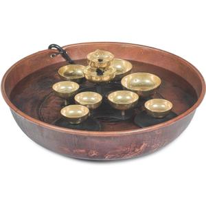 Woodstock Wind Chimes, Woodstock Water Bell Fountain Kit (16”) with Pump and Copper Bowl for Indoor Home Garden Decor Christmas/Hanukkah Gifts (WWBF2)