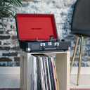 Crosley CR8005F-BK Cruiser Plus Vintage 3-Speed Bluetooth in/Out Suitcase Vinyl Record Player Turntable, Black/Red