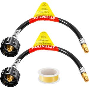 GasSaf 12 inch RV Propane Hose, 1/4" Inverted Camper Propane Hose Connect to 2-Stage Auto Changeover Regulator for RVs, Campers & Trailers (2 pcs)