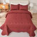 Cmfshape Floral Embroidery Quilt Set,3 Pieces King Quilt Bedding Set,Classic Diamond Pattern Quilts,Ultra Soft Lightweight Reversible Bedspread Coverlets for All Season(Burgundy,102"x90")