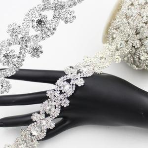 PEARLY JUN 1 Yard Rhinestone Trim Chain Sliver Applique Stringing Ribbon DIY Jewelry Wedding Party Bracelets Craft Bridal Bouquets Embellishment Accessories