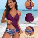 Holipick Tummy Control Two Piece Tankini Set Swimsuits for Women V Neck Tankini Top Bathing Suits with Swim Bottom (L)