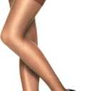 Hanes Silk Reflections Sheer Toe, Silky Sheer Finish Women's Lace Top Thigh Highs (Barely There)