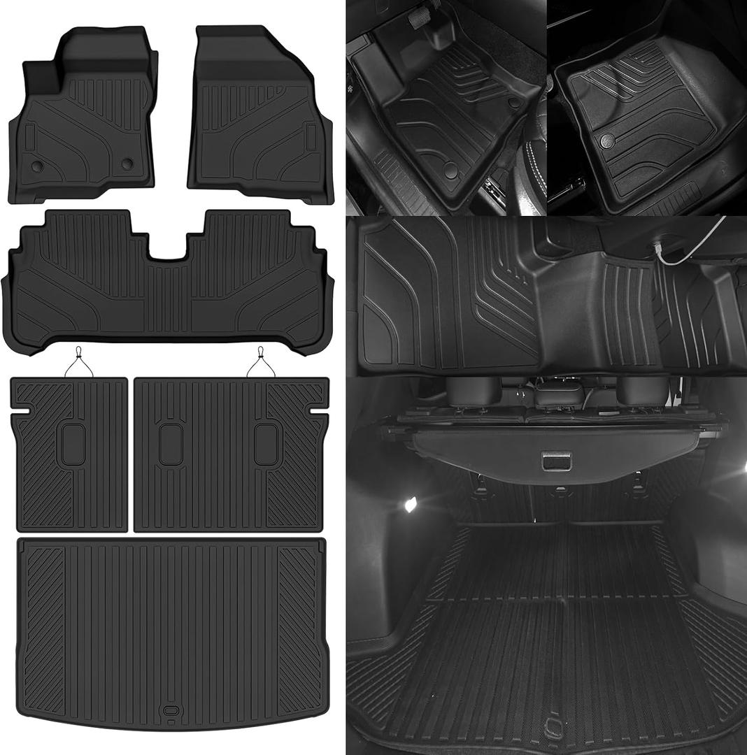 Custom Fit Floor Mats for Chevrolet Bolt EUV 2022-2024(Not for EV), All Weather TPE Floor Liners with Trunk Mat & Backrest Protectors, Odorless Full Set Interior Accessories