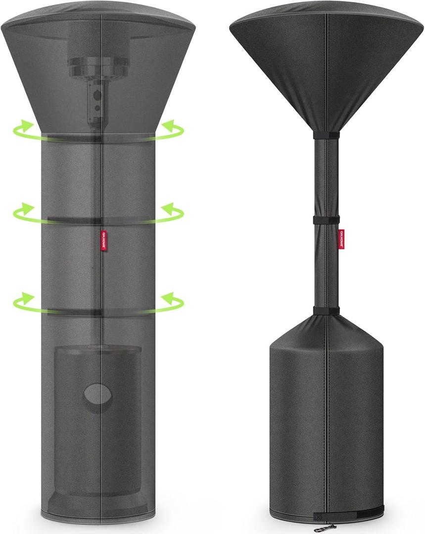 QH.HOME Winter Patio Heater Covers, [2025 Upgraded Tear-Resistant Fabric] Waterproof with Robust Zipper ,Height fit 87"-92",Dustproof/Wind/Sunlight/Snow-Resistant, Black (89"H x 33"D x 19"B)