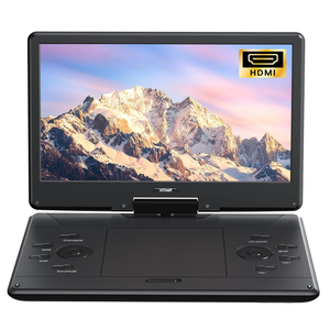 ieGeek 15.9" Portable DVD Player with 14.1" Swivel Screen, HDMI Input, 6Hour Rechargeable Battery, Region Free, USB/SD Playback, Ideal Gift for Seniors, Kids and Travel, Black