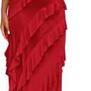 BTFBM Women Summer Elegant Strapless Midi Ruched Bodycon Dress Solid Color Stretch Mesh Slim Party Cocktail Dresses (Small)