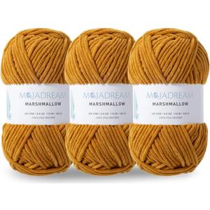 3PCS 3.5oz Chenille Yarn for Blankets Amigurumi: Soft Velvet Baby Yarn Blanket Knitting and Crocheting Bulky 5# Yarn 3 Skeins of 100g (Wood)
