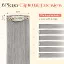 Hairro 6PCS Clips In Hair Extensions Real Human Hair Clip Ins For Short Thin Hair Mini Clip On Hairpin Hairpieces For Women 31g 10 Inch #Silver Grey