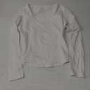 Trendy Queen Womens Long Sleeve Shirts Crop Tops Fall Fashion 2025 Square Neck Going Out Basics Tees Y2k Clothes (Small, White)