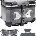 45L Motorcycle Top Case, Aluminum Motorcycle Tail Box Trunk with Universal Base - Anti-scratch gray