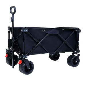 Foldable Wagon Cart - Heavy Duty, Compact Storage, Versatile Use for Beach, Gardening, and More (Black)