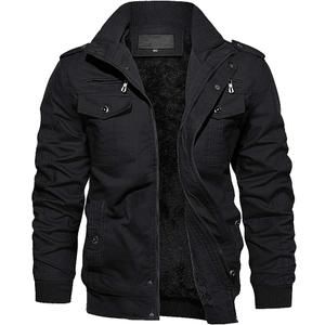 EKLENTSON Men's Thick Thermal Winter Jacket with Multi Pockets Zip Front Fleece Lined Military Jacket for Men (XX-Large, Black)