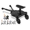 Universal Stroller Board with Detachable Seat, 2 in1 Stroller Ride-On Board, Sit and Stand Stroller Attachment for 3-7 Years Old, Holds Up to 55 lbs