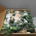 Ling's moment Wedding Arch Flowers with Sheer Drapes Kit - Artificial Spring Green Rose Floral Arrangements for Ceremony Backdrop, Arbor Decor, 5-Piece Set (2 Flower Stems + 3 Hanging Drapes) (Grn-emerald & Tawny Beige)