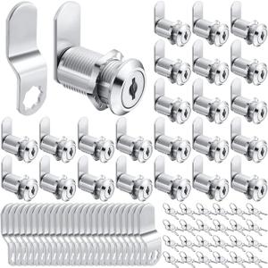 Kenning Set of 24 Cabinet Locks with Keys for Secure Drawer Mailbox RV Storage Box Replacement Lock, Zinc Alloy(1-1/8'' Cylinder Length, 0.9'' Max Panel Thickness)