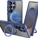 imluckies for Samsung Galaxy S25 Ultra Case with 360 Rotable Ring Stand [Compatible with Magsafe], Military Grade Drop Protection, Slim Fit Bumper for S25U, Matte Blue